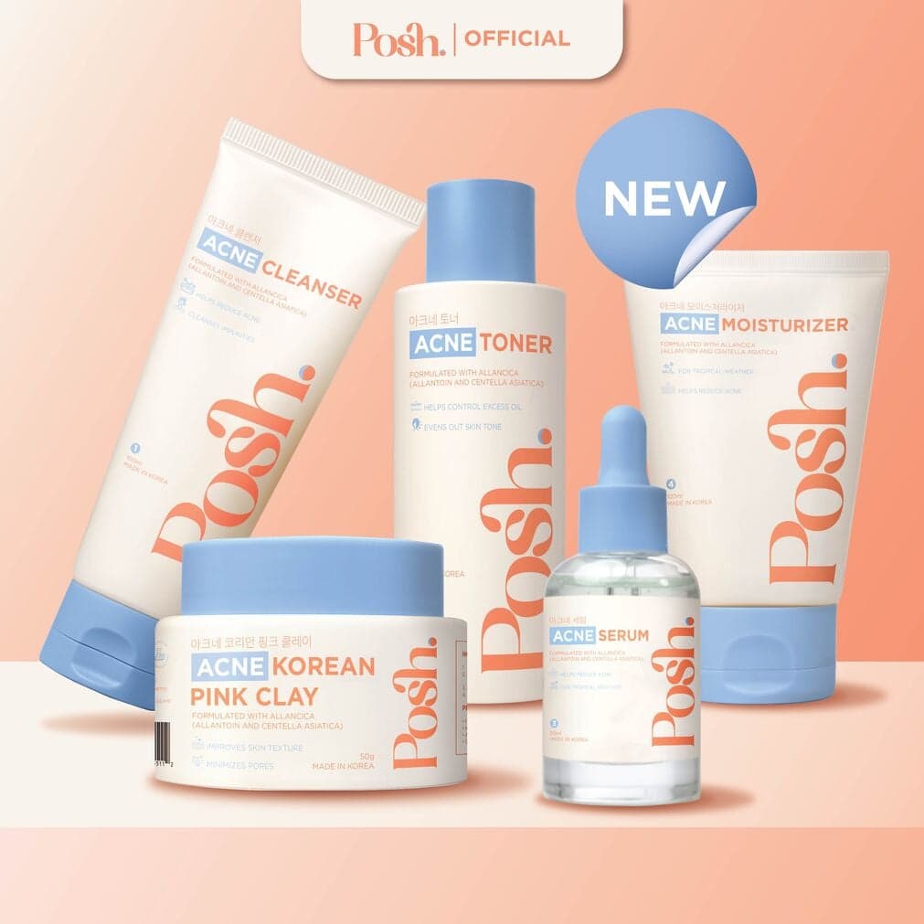 Acne Set 5: Cleanser + Clay Mask + Toner + Serum + Moisturizer
